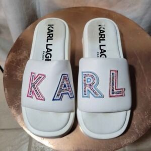 Karl Lagerfeld Women's Pearl Embellished Platform Sandal (Size 9)